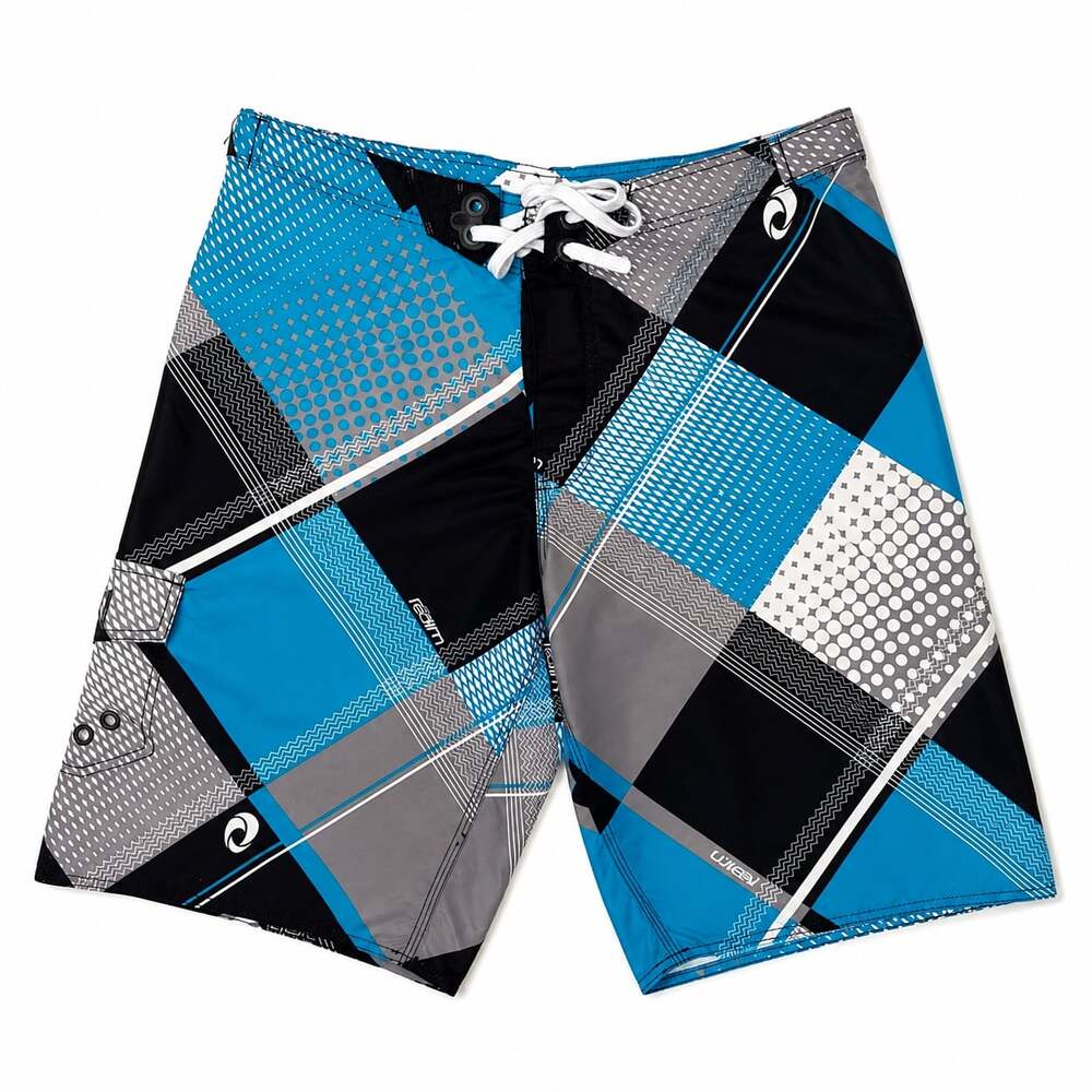 The Realm Men’s Geometric Board Shorts Swim Trunks Blue Gray Size 34